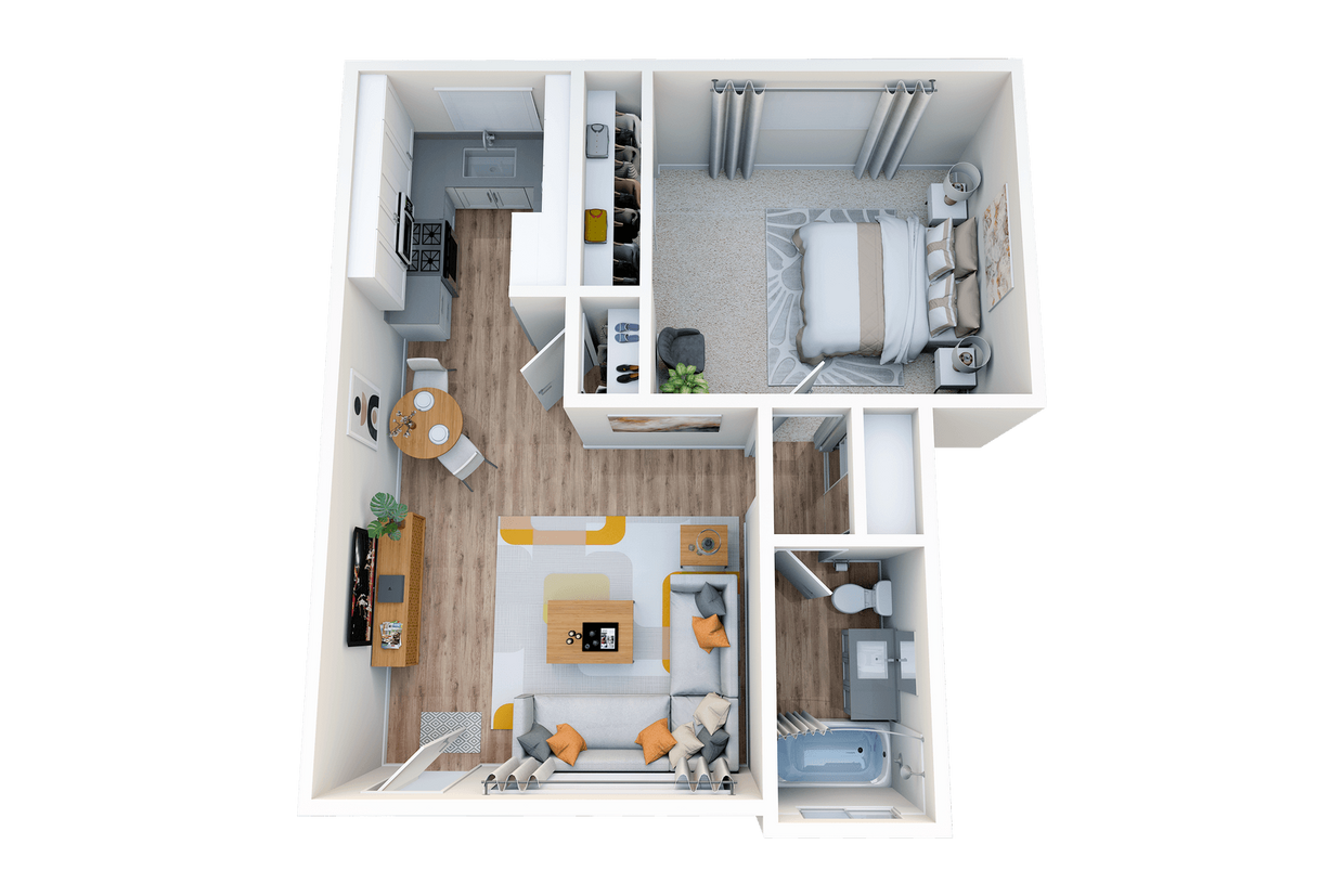 Floor Plan - 1 Bedroom, 1 Bath