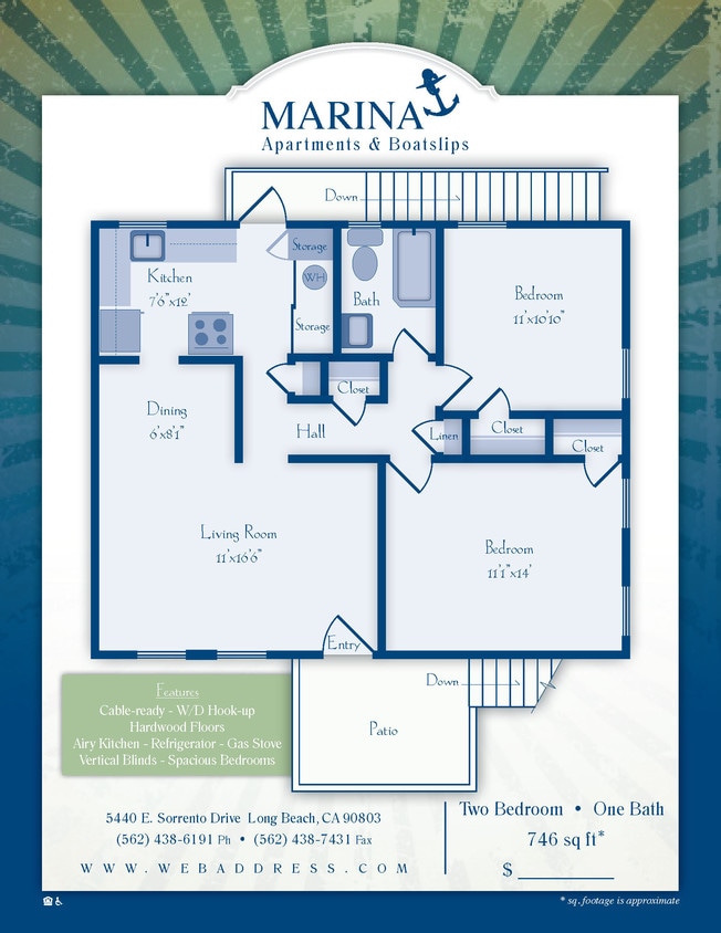 Floor Plan - Two Bedroom/ One Bath
