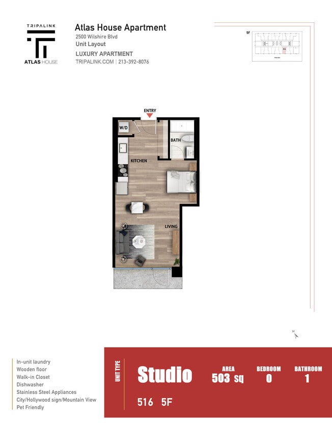 Floor Plan - Studio - 503 sqft