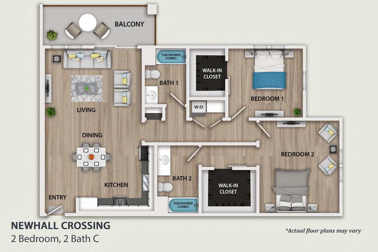 Floor Plan - 2 Bedroom, 2 Bath C