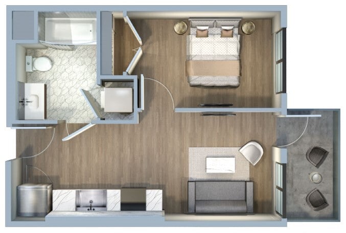 Floor Plan - 1 Bed/1 Bath-1F