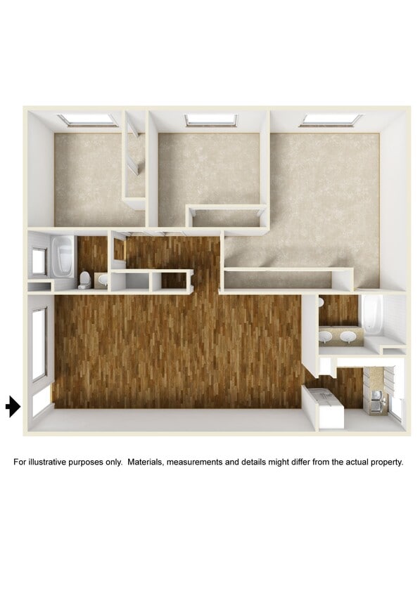 Floor Plan - 3 Bedrooms, 2 Bathrooms Plan E