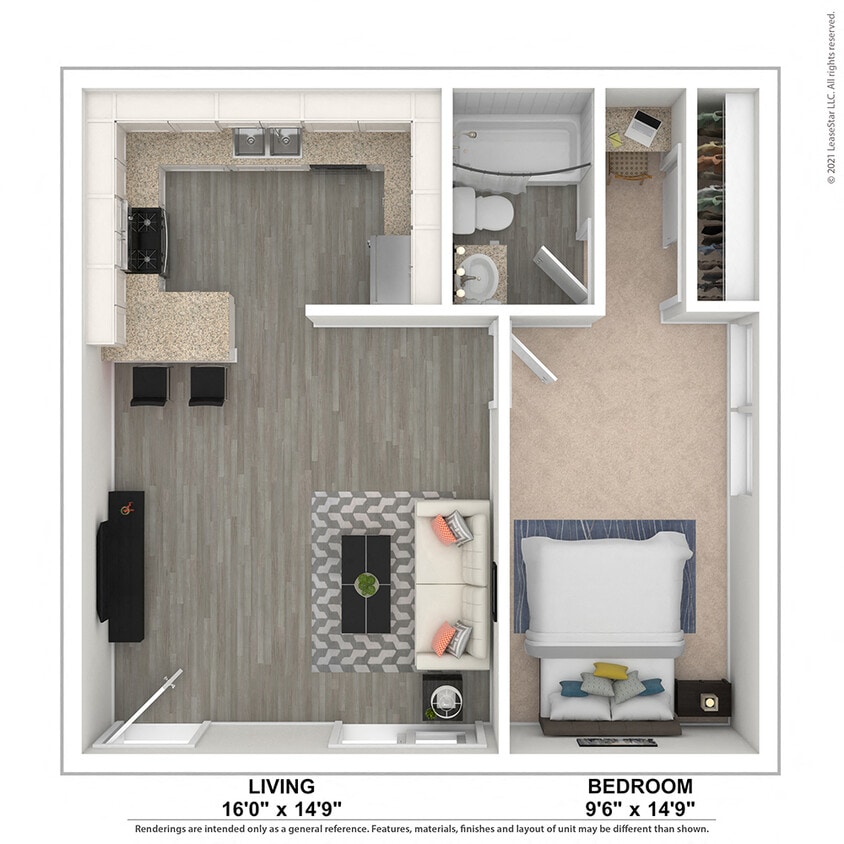 Floor Plan - OneBedroom-PlanN