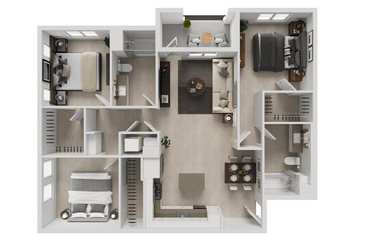 Floor Plan - 3BD, 2BTH C1