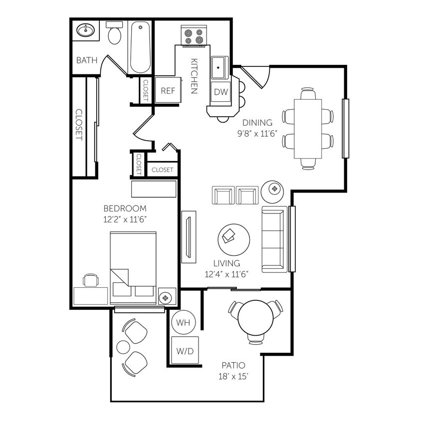 Floor Plan - 1 Bed, 1 Bath C