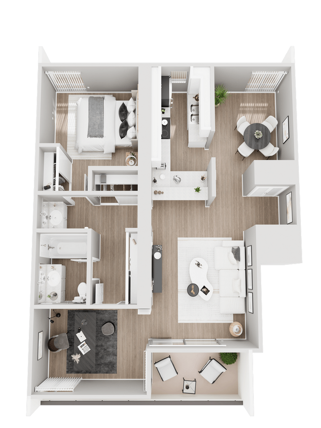 Floor Plan - 1 Bedroom Plus Den Renovated