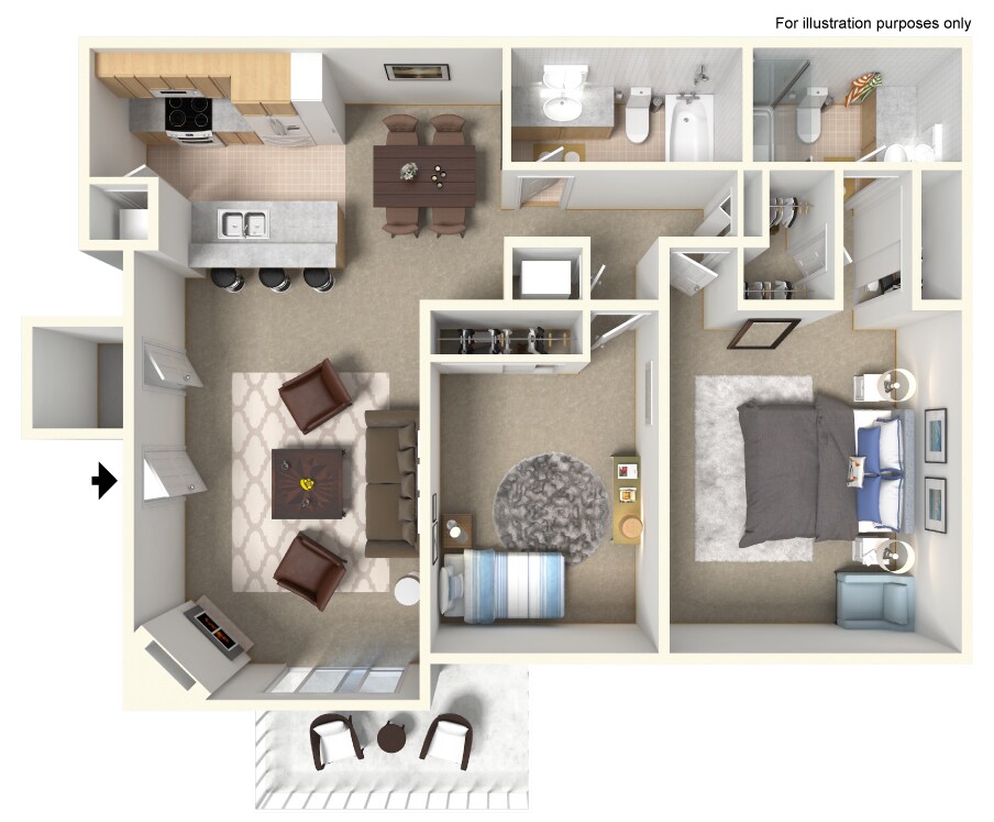 2BR/2BA - Two Bedroom Two Bathroom