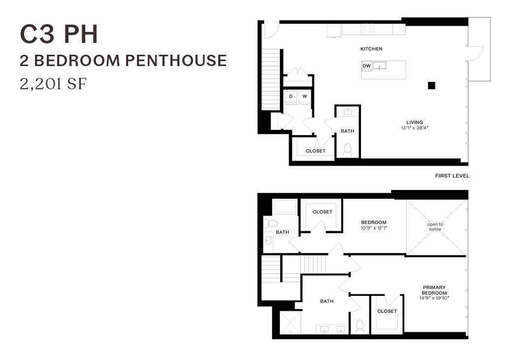 Floor Plan - Two Bedroom Penthouse C3 PH 
