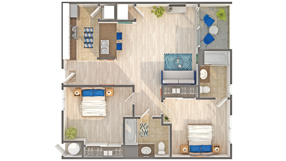 B2 | 2-Bedroom Floorplan - B2