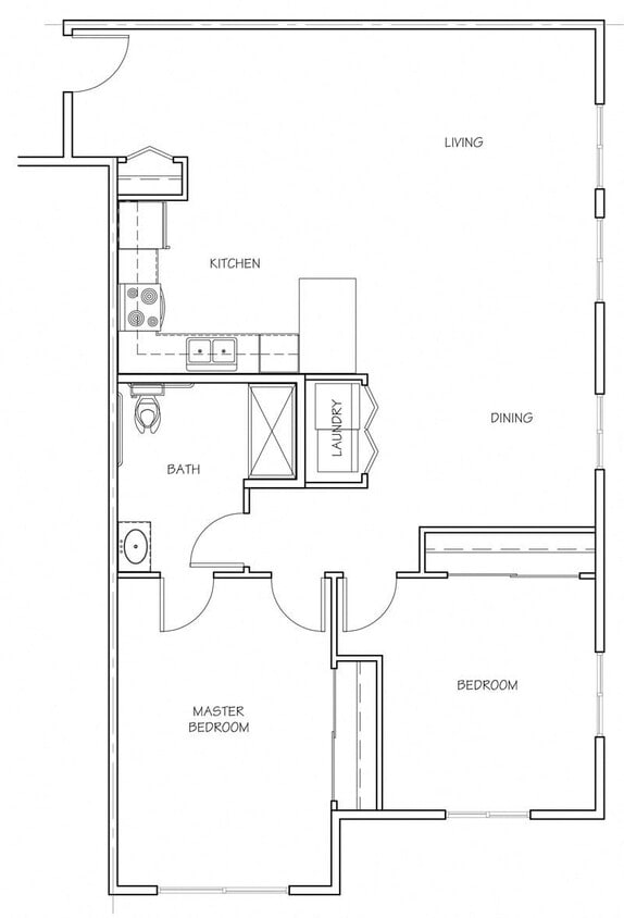 Floor Plan - 2 Bedroom 2 Bathroom- ADA Approved 