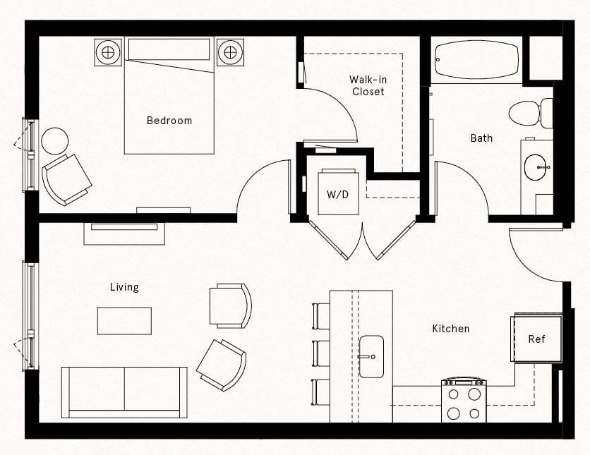 Floor Plan - 1 Bed/1 Bath-A7