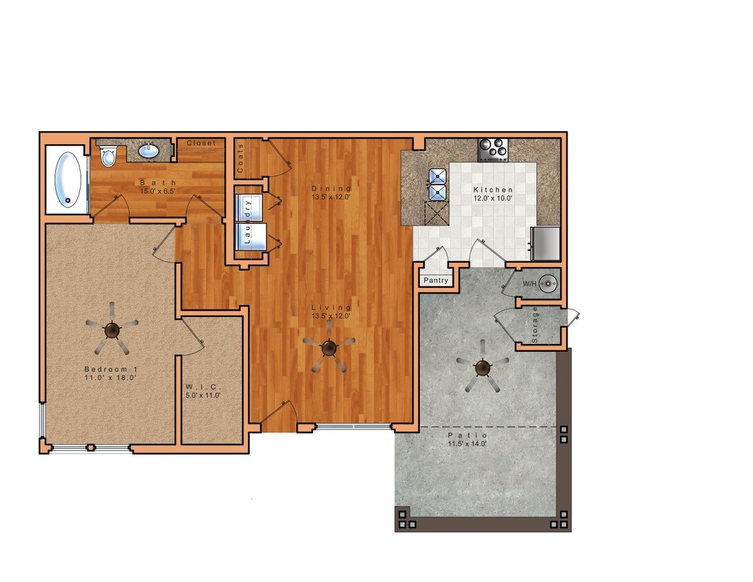 Floor Plan - 1 Bedroom - Merlot Villa 