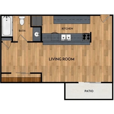Floor Plan - Studio 1 Bath - 0X1