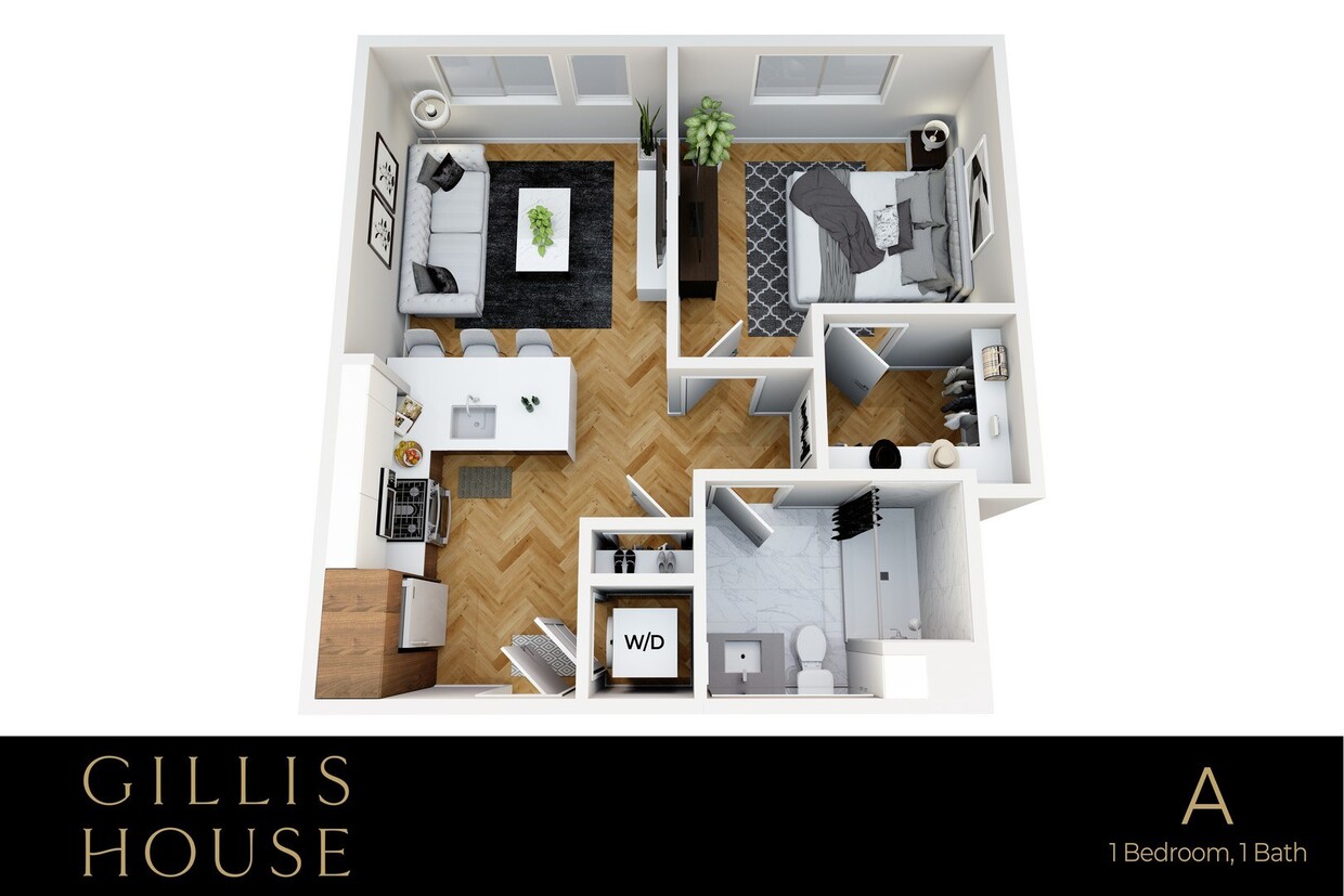 Floor Plan - 1 Bedroom, 1 Bath