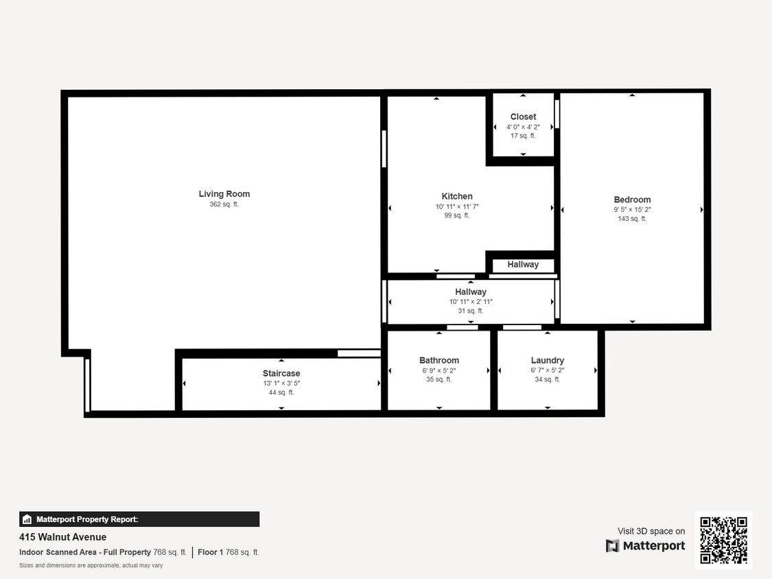 Floor Plan - 1 Bed 1 Bath