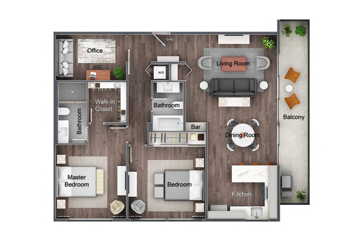 Floor Plan - 2 Bed 2 Bath