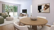 Living Room with Balcony and Hard Surface Flooring - Lindley Apartments