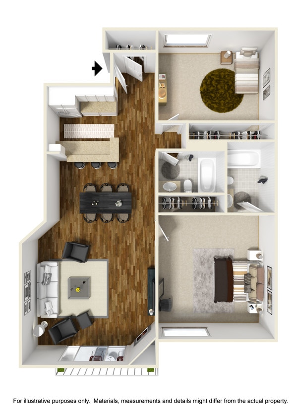 Floor Plan - 2 Bed 2 Bath Plan C 