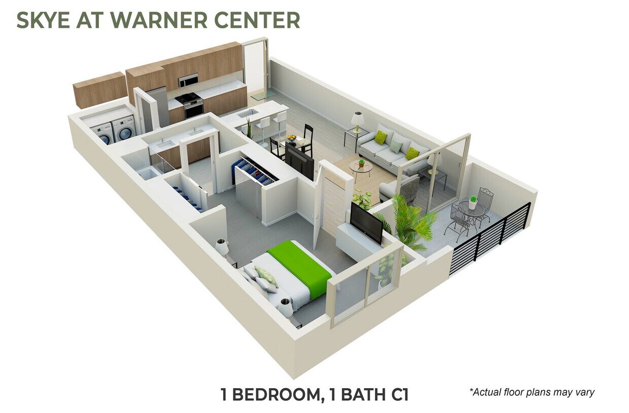 Floor Plan - 1 Bedroom, 1 Bath C1
