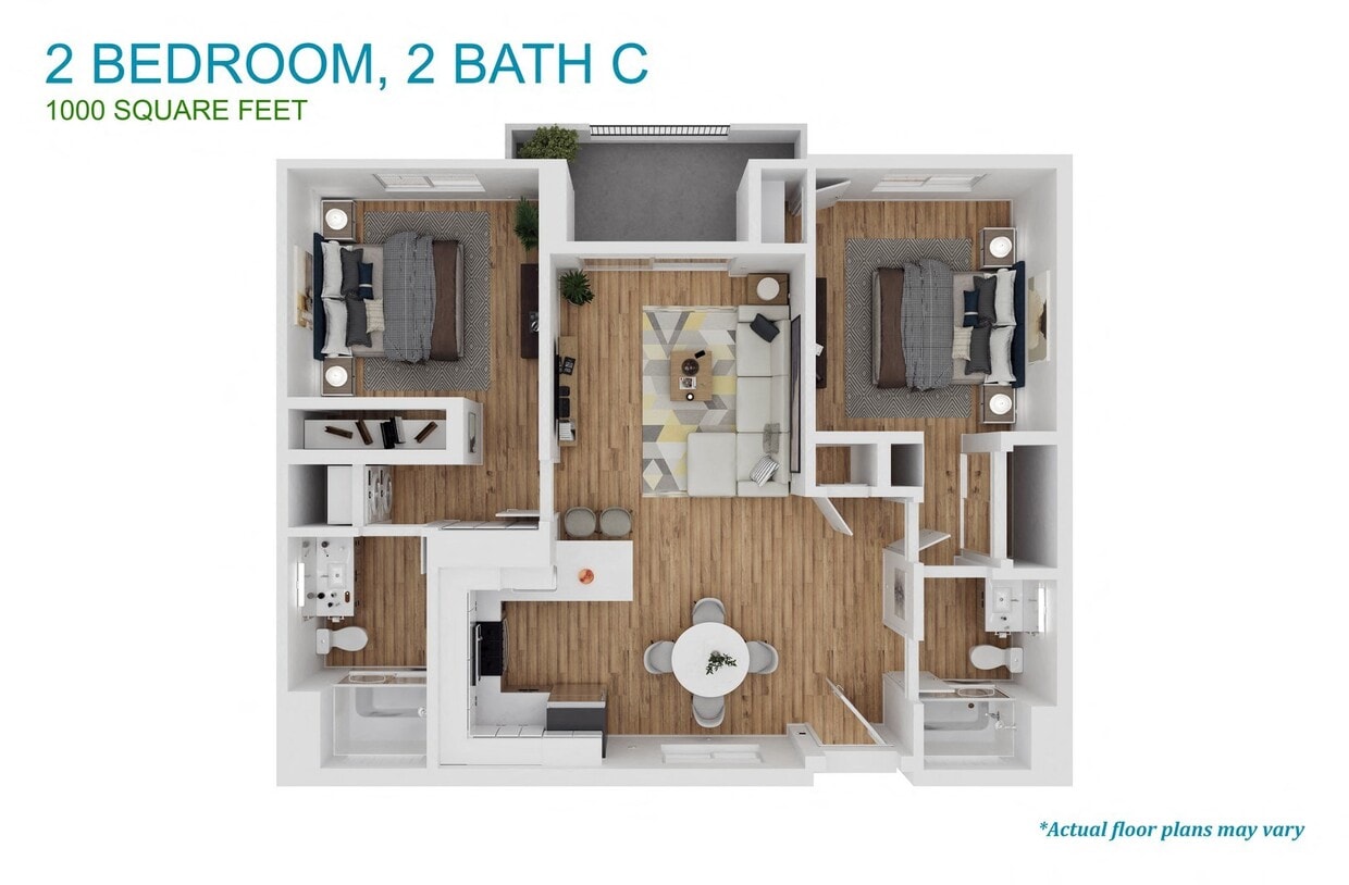 Floor Plan - 2 Bed - 2 Bath Layout C