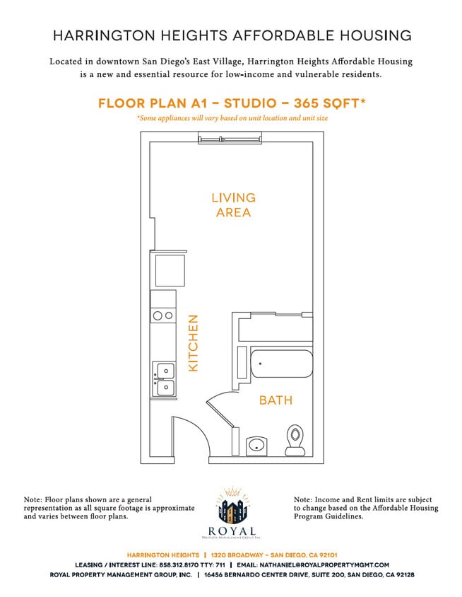Floor Plan - Studio - 40% AMI