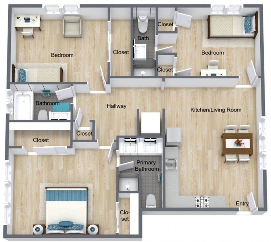 Floor Plan - 3 Bed / 3 Bath - A