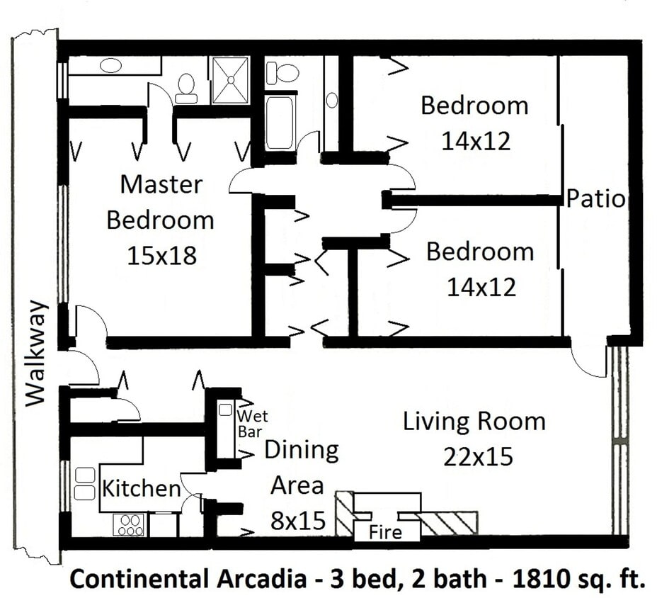 Floor Plan - 3 Bedroom 2 Bath with Hardwood, Granite, Washer...