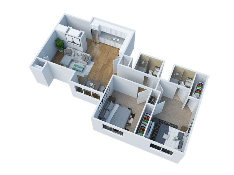 Floor Plan - 2BD, 2BTH RENOVATED