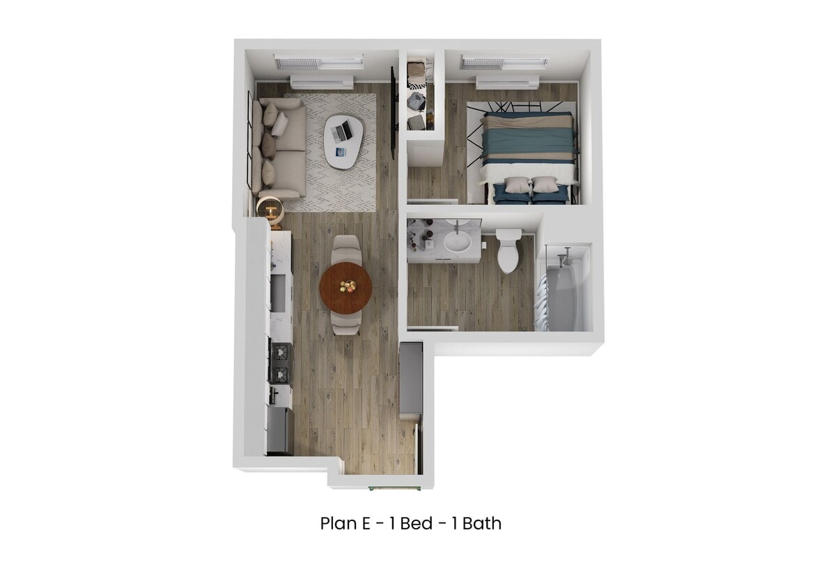Floor Plan - Plan E - 1 x 1