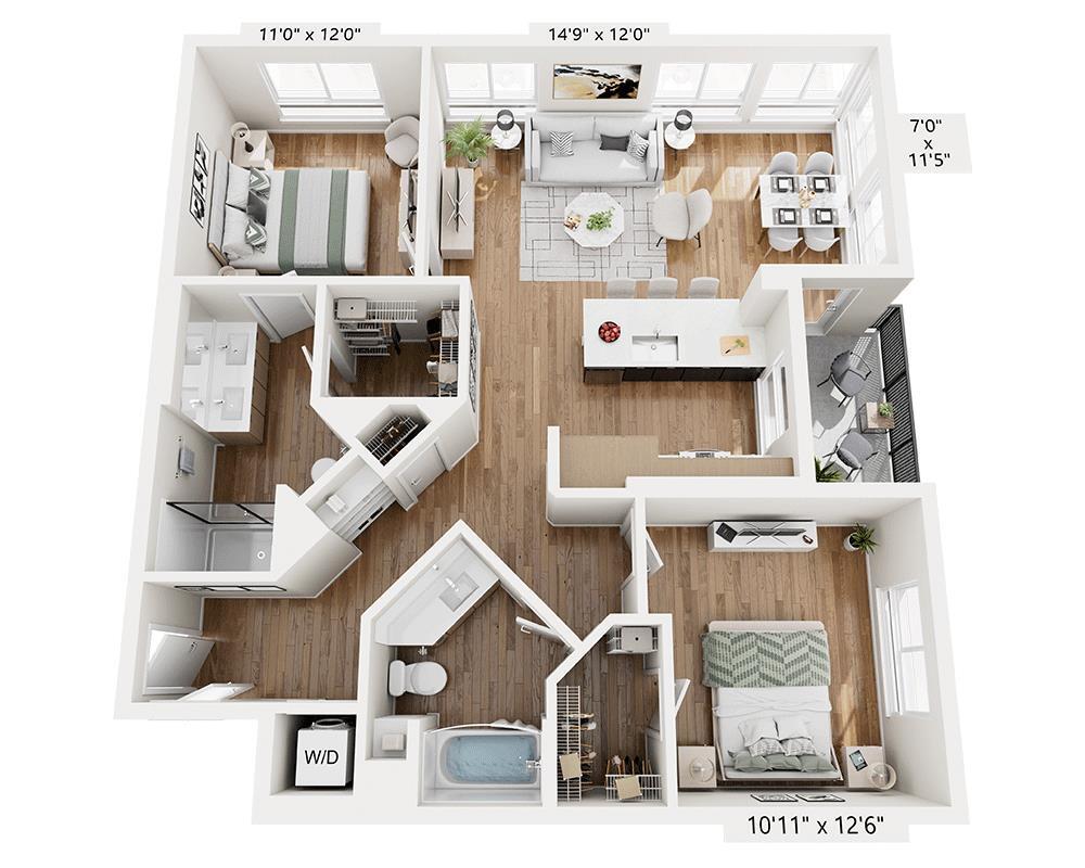 Floor Plan - Two Bedroom - B2B