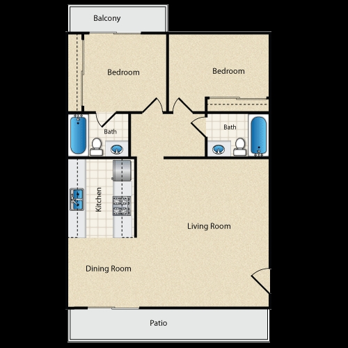 2BR/2BA - 2BR