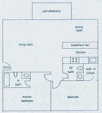 Floor Plan - Two Bedroom One and One Half Bathroom