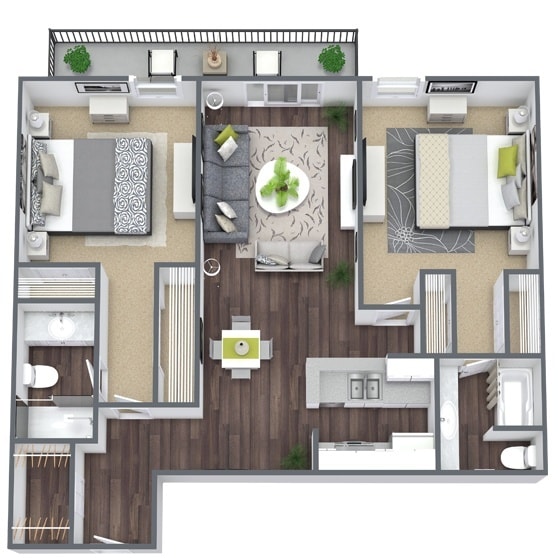 Floor Plan - 2X2 (D)