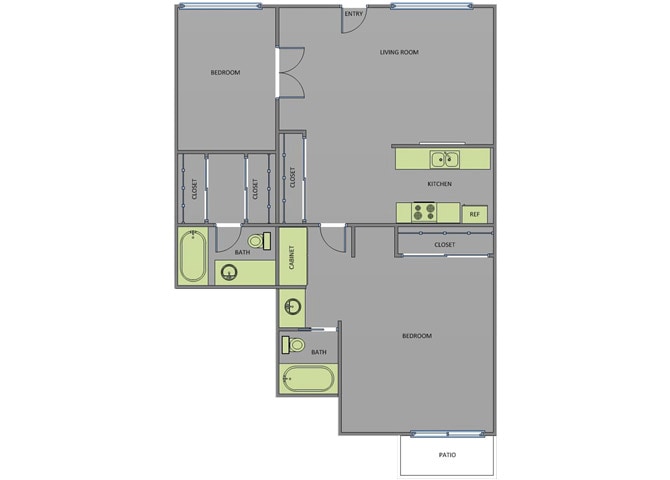 Floor Plan - 2 Bedroom 2 Bath