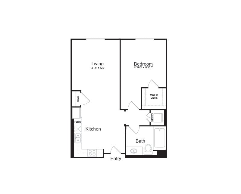 Ventura 2 Floorplan - 1 BD + 1 BA