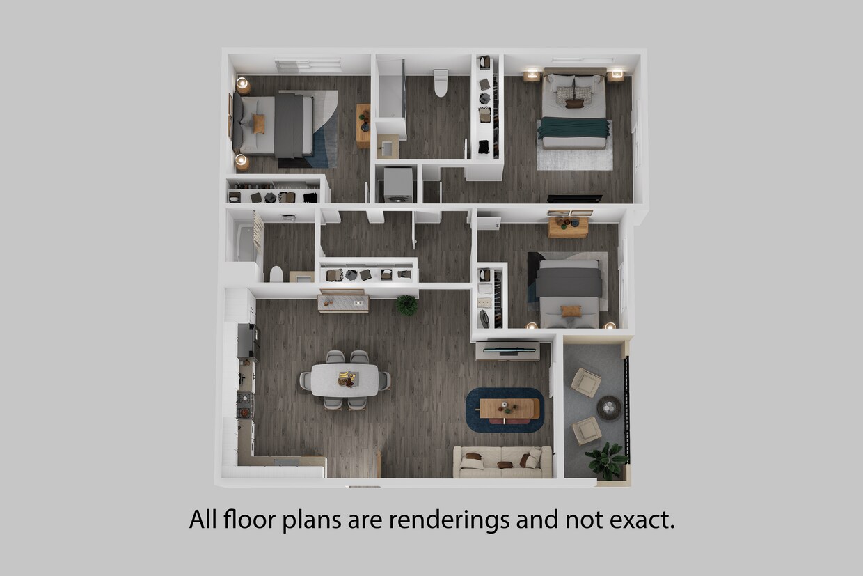 Floor Plan - Three Bedroom + Two Bathroom 1435 sf