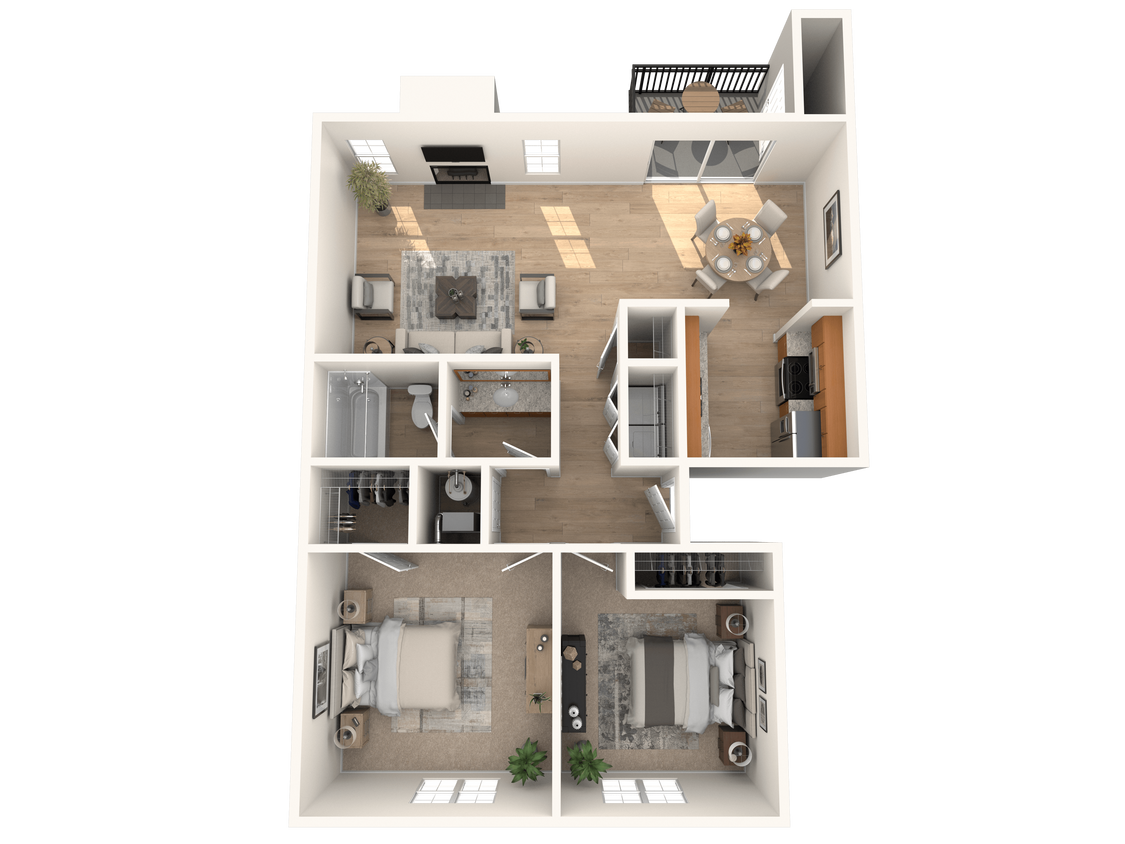 Floor Plan - Two Bed One Bath