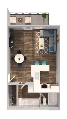 Floor Plan - Studio - 80% AMI