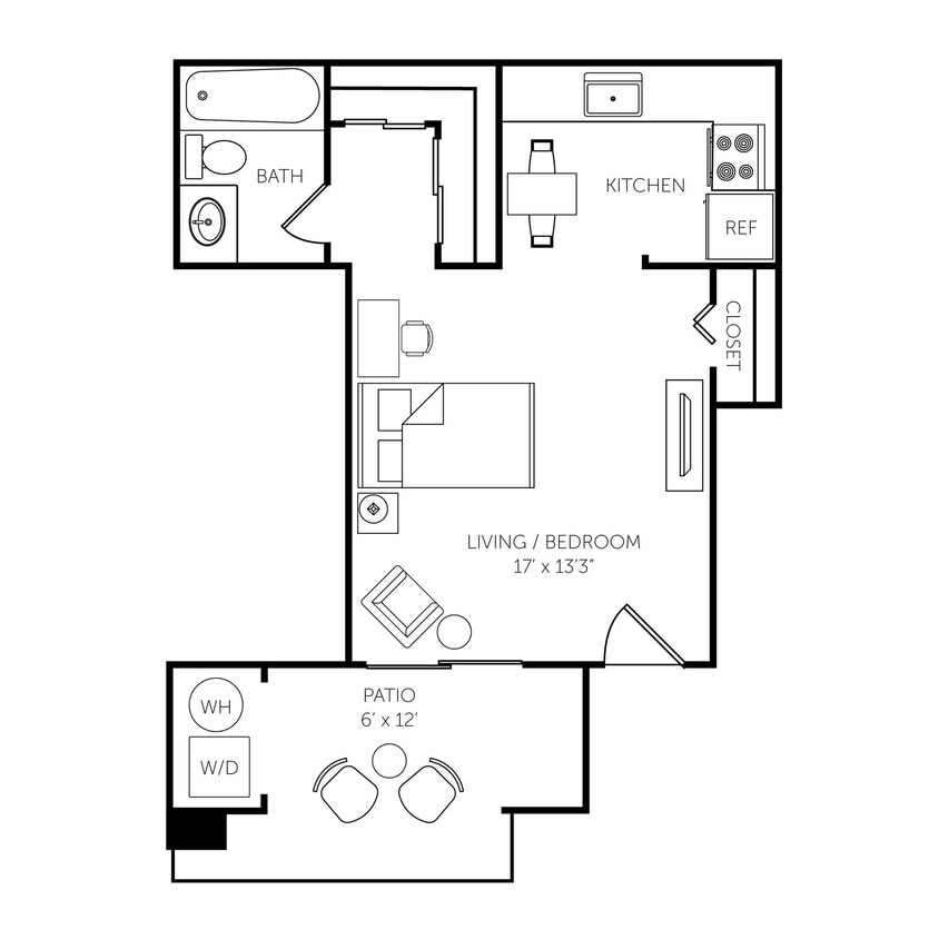 Floor Plan - 0 Bed, 1 Bath
