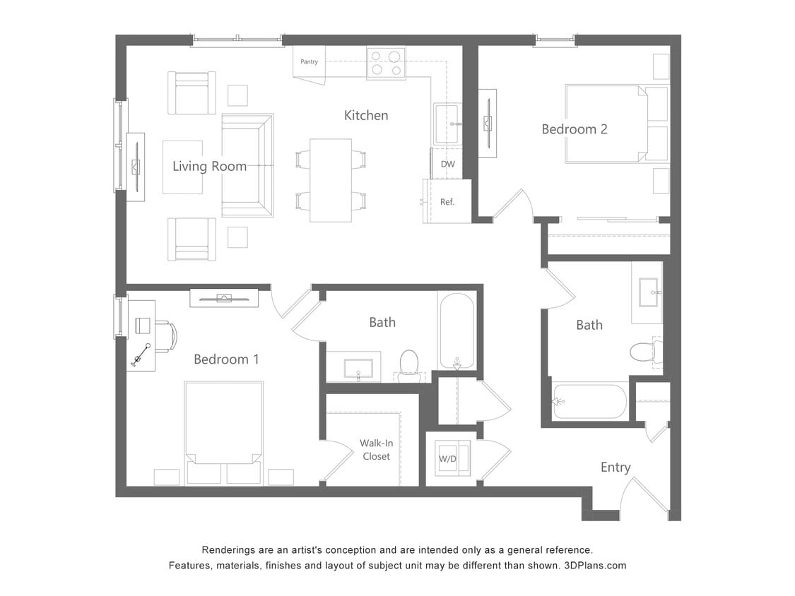 Floor Plan - 2E - 2 Bedroom