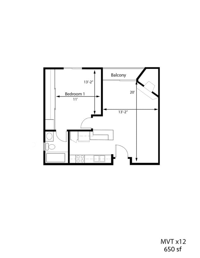 Floor Plan - 1BR 1BA - FLOOR PLAN G - 1441 MIDVALE