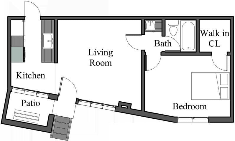 Floor Plan - 1BR 1BA - FLOOR PLAN D - 972 HILGARD