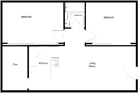 2BR/1BA - 2 Bedroom + Den, 1 Bath