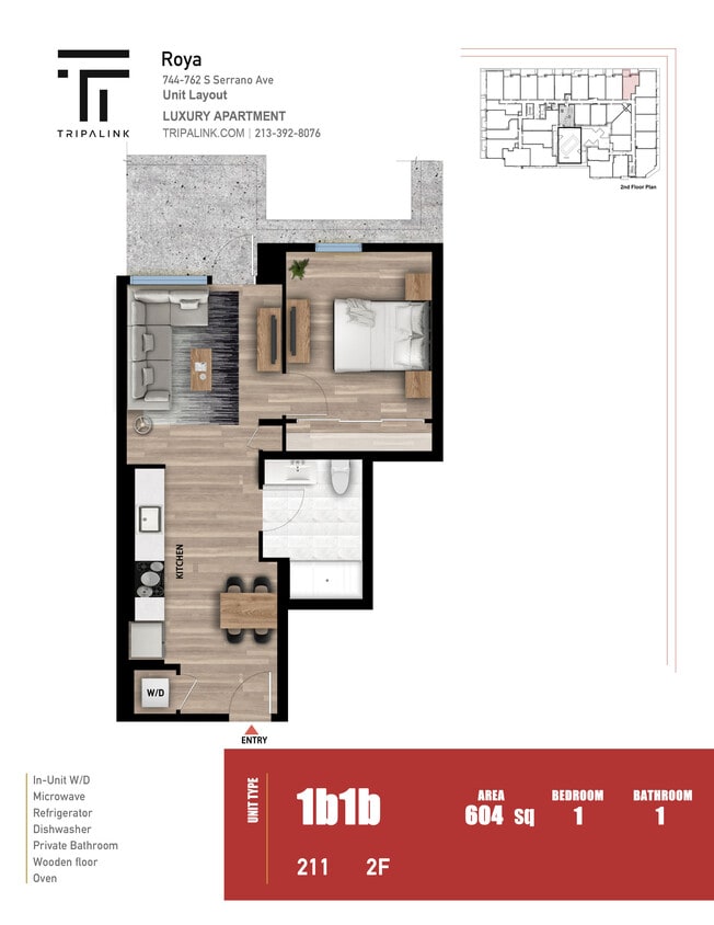 Floor Plan - 1 Bed 1 Bath +Den - 744-975 sqft
