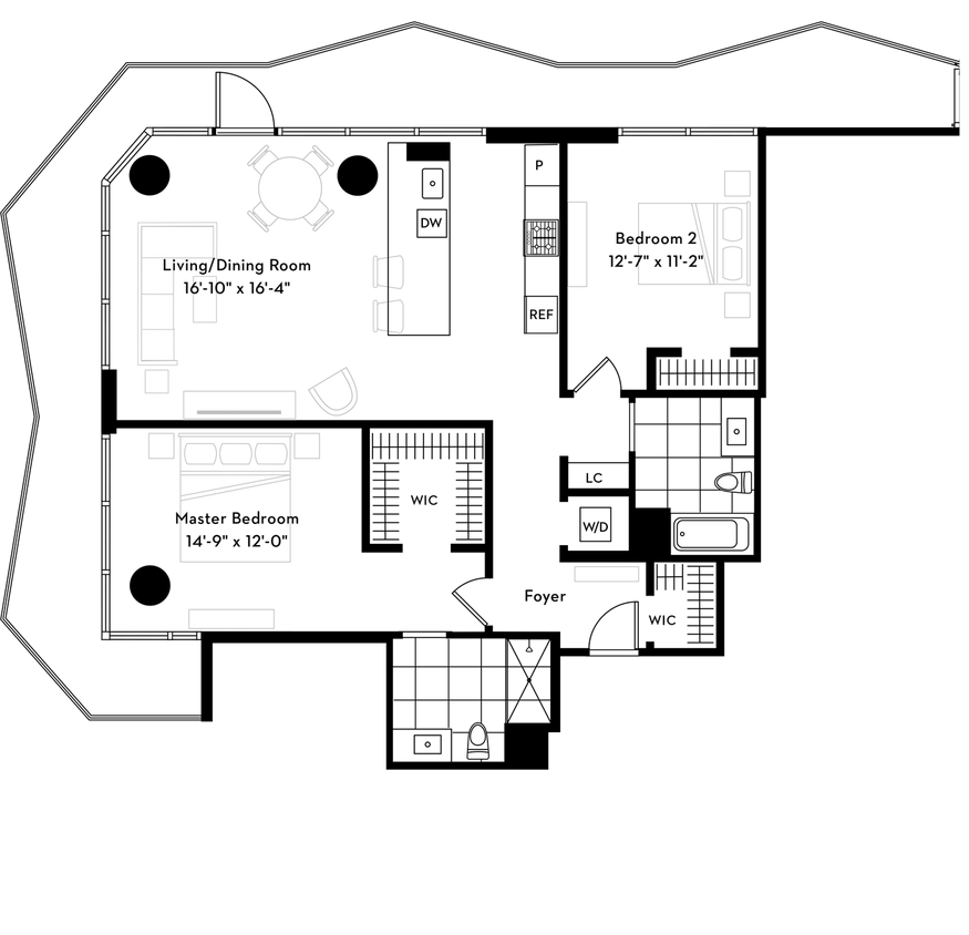 Floor Plan - 2 Bedroom / 2 Bathroom