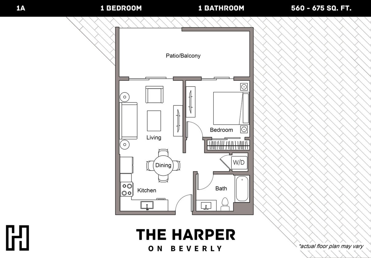 Floor Plan - Plan A - 1 Bedroom, 1 Bath