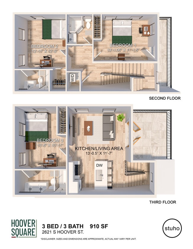 Floor Plan - Three Bedroom - The Villas