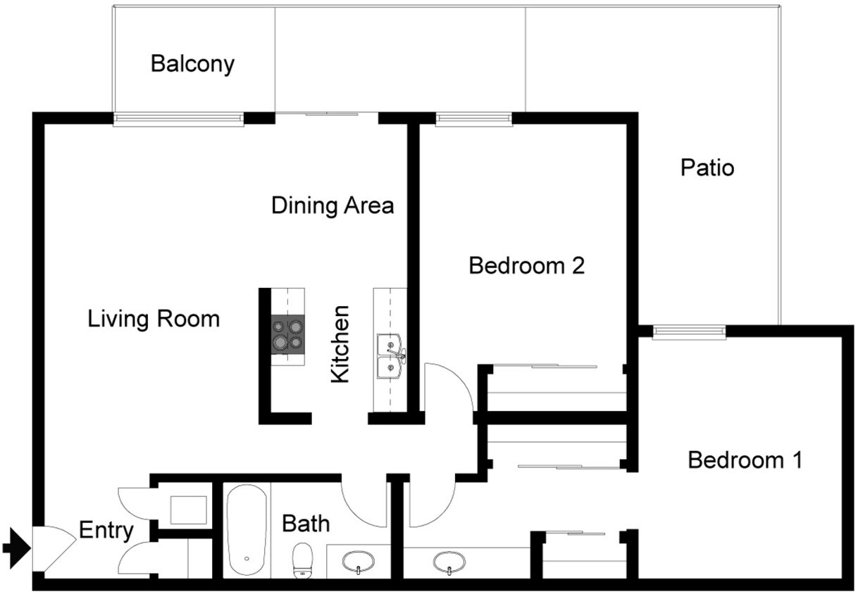 Floor Plan - 2 Bedroom 1 Bath