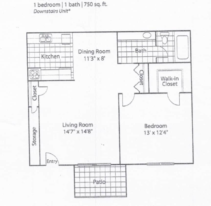 Floor Plan - 1+1 Downstairs