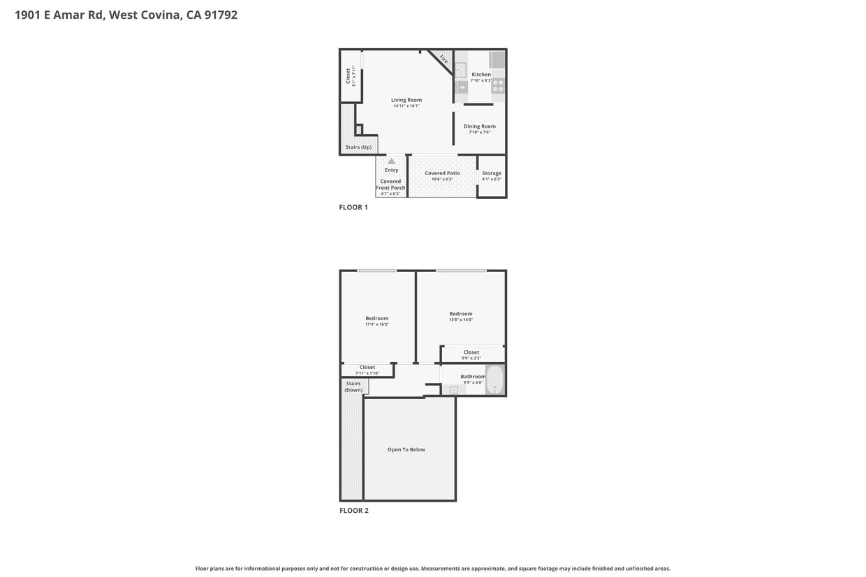 Floor Plan - 2 Bed 1 Bath Townhome